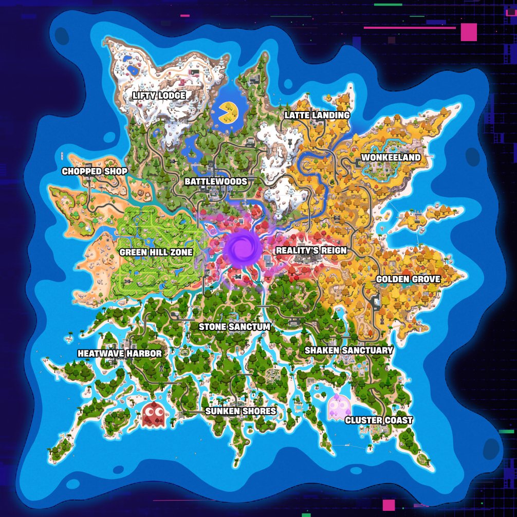 Fortnite Chapter 7 Season 4 Override island map with named locations